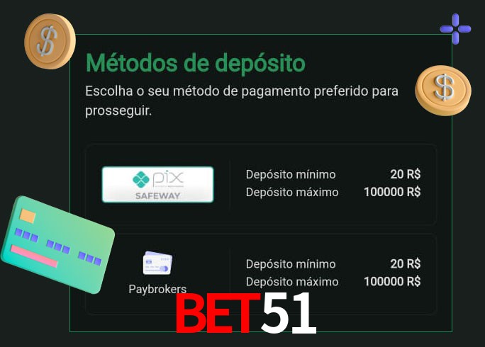 O cassino bet51 oferece uma grande variedade de métodos de pagamento